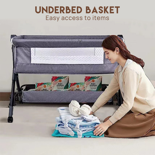 PORIYA Baby Cots Foldable Newborn Co-Sleeper Bed Baby Bassinet Bedside Sleep Cradle