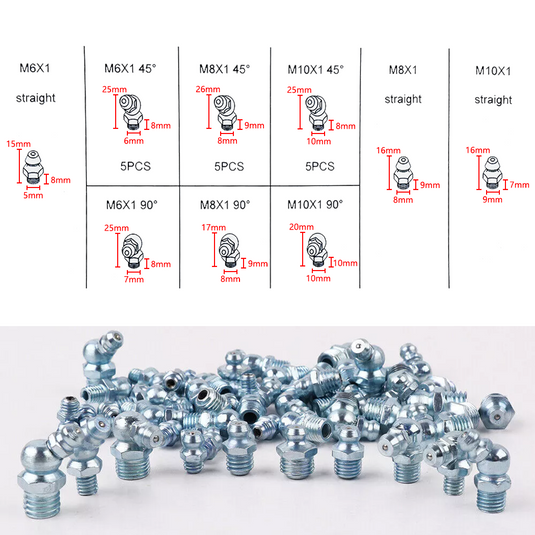 PORIYA 220/280pcs Hydraulic Grease Nipple Metric Imperial Mechanical Lubricant Fitting Kit