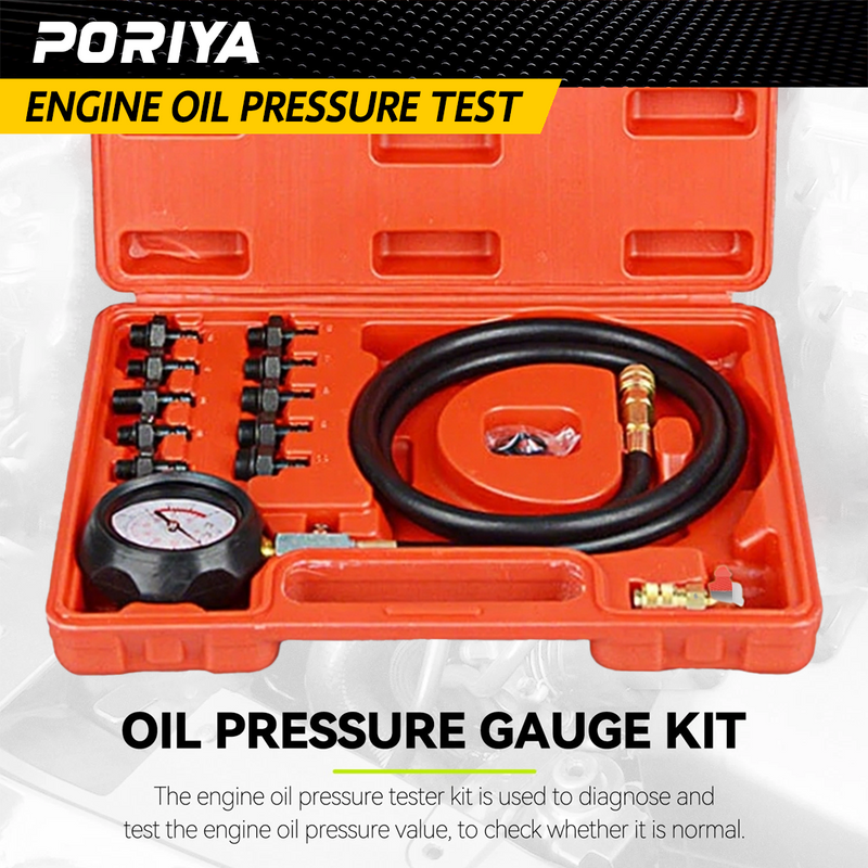 Load image into Gallery viewer, PORIYA 12pcs Engine Oil Pressure Test Tool Kit Tester Gauge Diagnostic Auto Tools set
