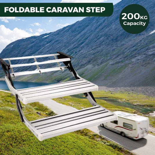 PORIYA Caravan Step Aluminium Pull Out Folding Caravan Step Camper Trailer Motorhome RV