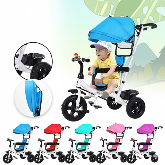 PORIYA 4 In 1 Tricycle Bike Trike Baby Prams Kids Stroller Toddler Ride-On Toy Gift
