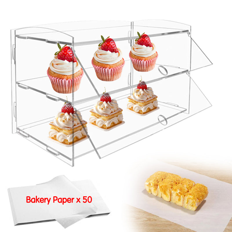 Load image into Gallery viewer, 2-3 Tier Large Acrylic Bakery Cake Display Cabinet Case Donuts Cupcake Pastries
