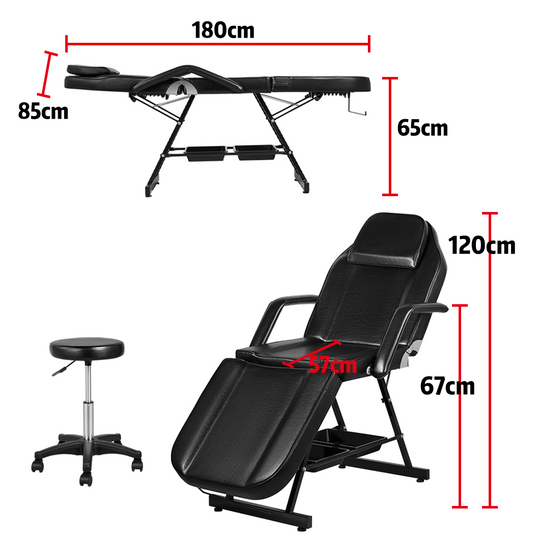 PORIYA 180CM Massage Table Portable Massage Bed 3 Folding Beauty Chair Therapy