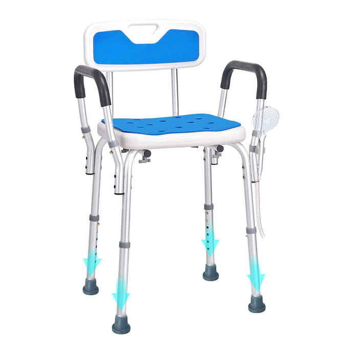 Shower Chair Bath Bench Arms Back for Inside Tub Adjustable Height 400lbs
