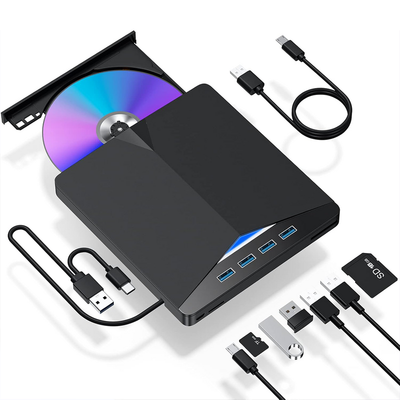 Load image into Gallery viewer, PORIYA 7in1 External CD/DVD Drive Writer Burner Player Drive PC Laptop for Mac Windows
