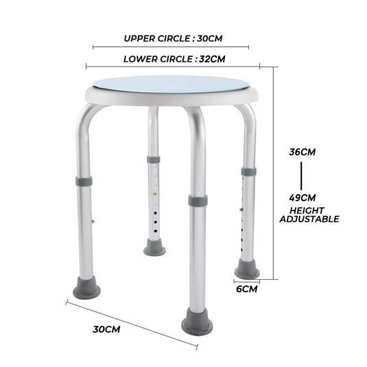 Adjustable Bath Shower Stool Height Adjustable Chair Seat Rotating Swivel Round