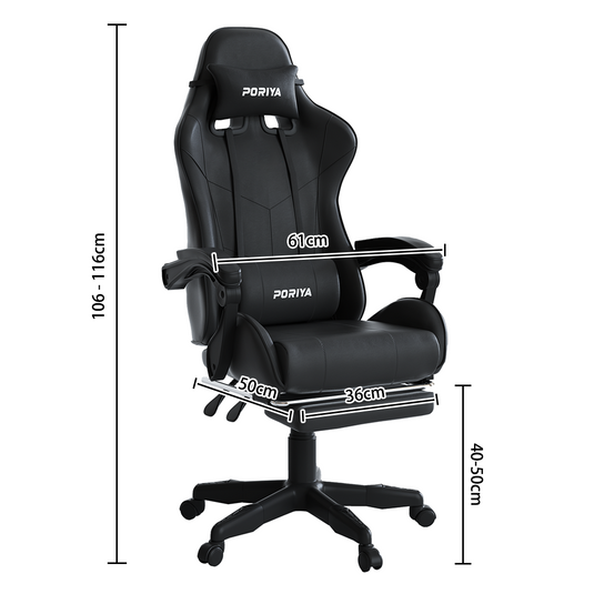 PORIYA Gaming Chair Office Computer Seating Racing PU Executive Massage Racer Recliner