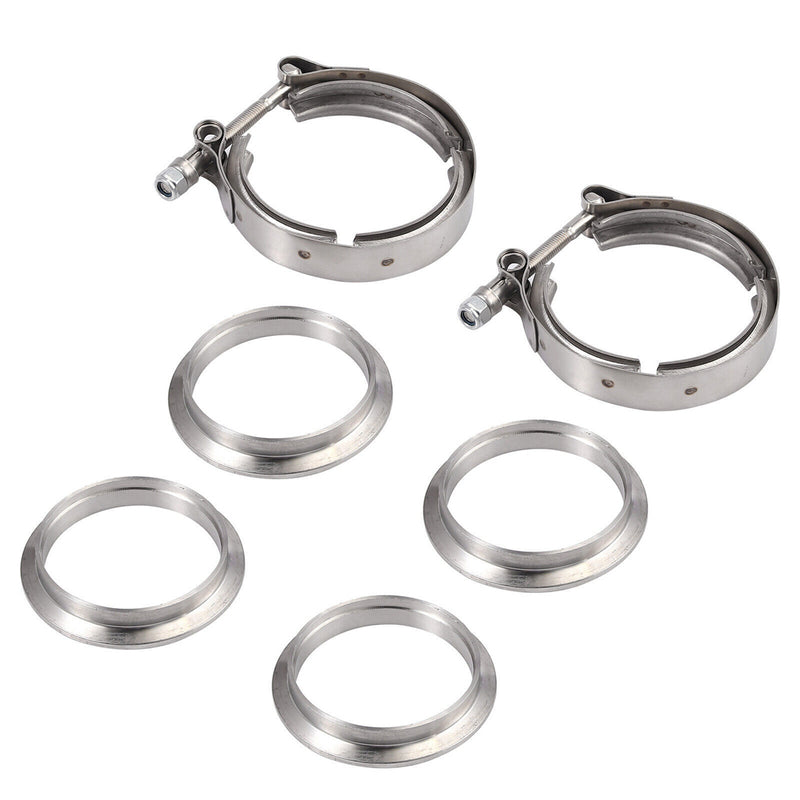 Load image into Gallery viewer, PORIYA 3" inch 76mm V-Band Vband Clamp Stainless Steel Flange Exhaust Pipe Tailpipe 2x
