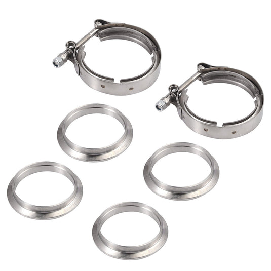 PORIYA 3" inch 76mm V-Band Vband Clamp Stainless Steel Flange Exhaust Pipe Tailpipe 2x
