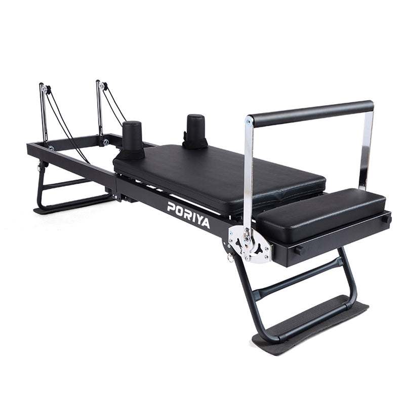 Load image into Gallery viewer, Foldable Pilates Reformer Workout Latex resistance Machine Exercise Yoga Black
