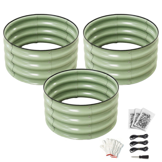 PORIYA 3PC Planter Box Galvanized Raised Garden Bed Container Vegetables&Flowers box