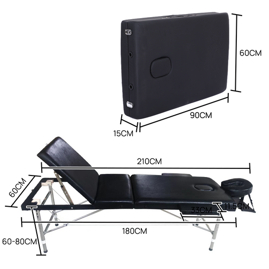 PORIYA 3-Fold Aluminum Massage Table Portable Folding Spa Beauty Therapy Massage Bed