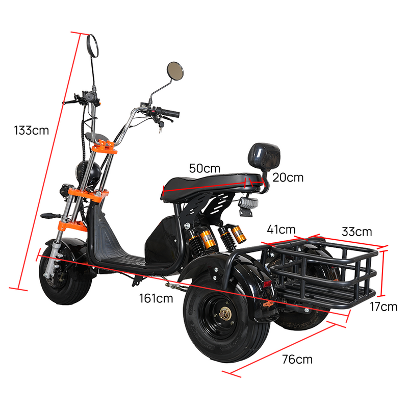 Load image into Gallery viewer, PORIYA Electric Scooter 3000W 60KM/H Adult Off Road 3 Wheels E-Scooter w/ Basket

