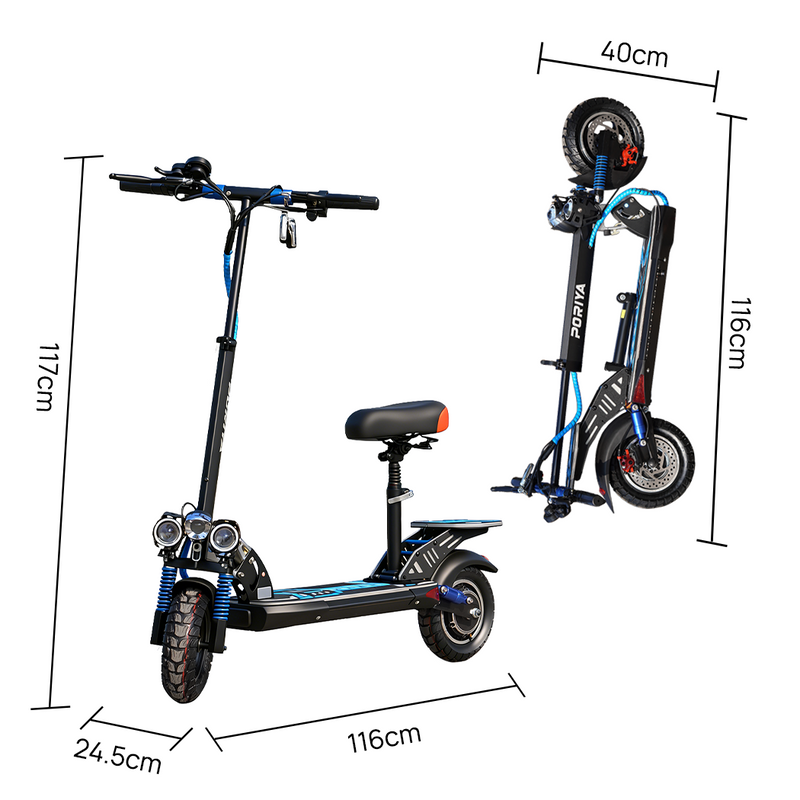 Load image into Gallery viewer, PORIYA NEW Electric Scooter w/RGB Light 2000W 50KM/H Foldable Adult Off Road E-Bike
