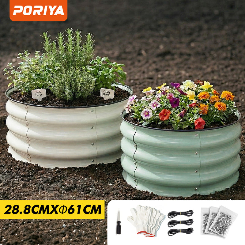 Load image into Gallery viewer, PORIYA 3PC Planter Box Galvanized Raised Garden Bed Container Vegetables&amp;Flowers box
