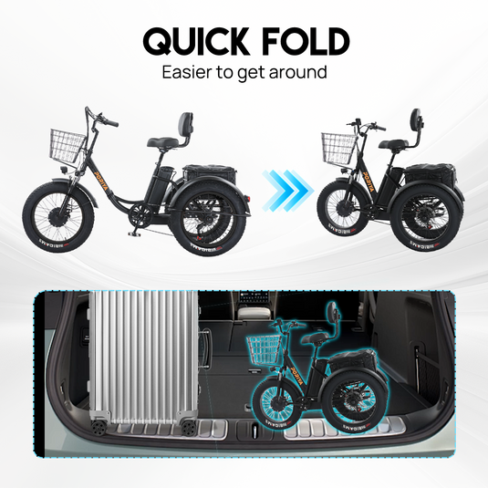 PORIYA 1500W Electric Tricycle escooter Urban City Bicycle Rechargeabl