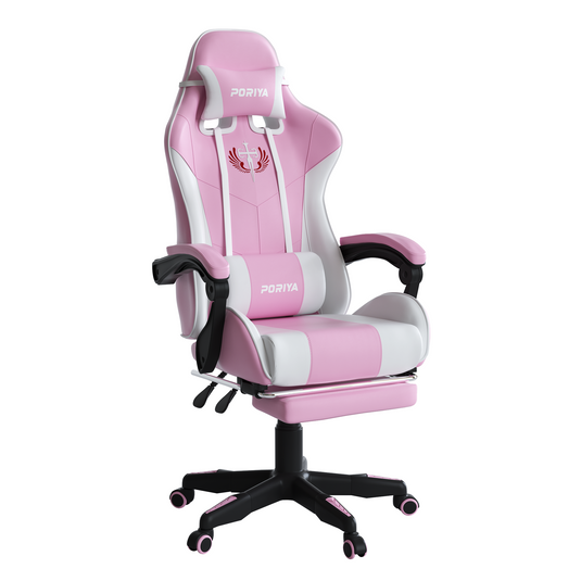 PORIYA Ergonomic Gaming Chair PU Home Office Reclining Computer Chair w/Footrest