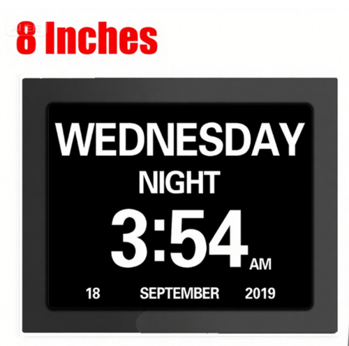 PORIYA 7/8‘’LED Dementia Digital Calendar Clock Alarm Day/Week/Month/Year Extra Large