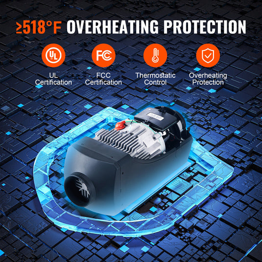 PORIYA Diesel Air Heater 12V 8KW Bluetooth App LCD Display for Bus RV Indoors