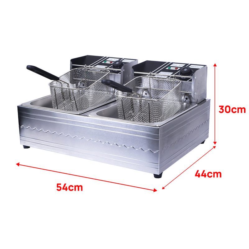 Load image into Gallery viewer, PORIYA Electric Deep Fryer 10L / 20L Commercial Bench Top Single Stainless Steel 2500W
