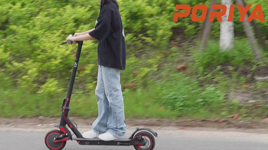 PORIYA Portable Electric Scooter 900W 40KM/H 50KM Foldable E Bike w/ Shock Absorption