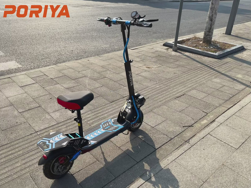 Load and play video in Gallery viewer, PORIYA NEW Electric Scooter w/RGB Light 2000W 50KM/H Foldable Adult Off Road E-Bike
